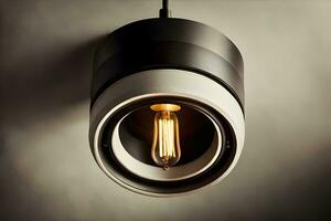 a modern pendant light with a circular shape. AI-Generated photo