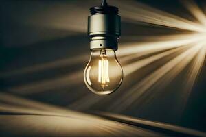 a light bulb is shining in the dark. AI-Generated photo