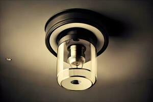 a light bulb is hanging from a ceiling. AI-Generated photo