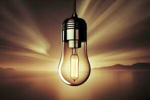 a light bulb is shining in the air. AI-Generated photo