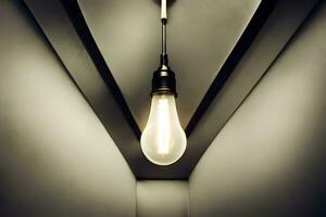a light bulb is hanging from a wall. AI-Generated photo