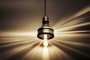 a light bulb is shining in the dark. AI-Generated photo
