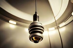 a light bulb hanging from a ceiling. AI-Generated photo