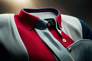 a close up of a red, white and blue shirt. AI-Generated photo