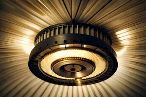 a ceiling light with a circular light on it. AI-Generated photo