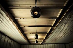 a ceiling light with a light bulb hanging from it. AI-Generated photo