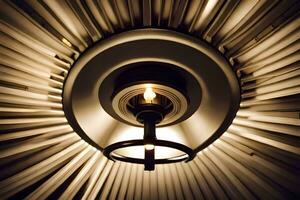 a light fixture in a circular shape with a light bulb. AI-Generated photo