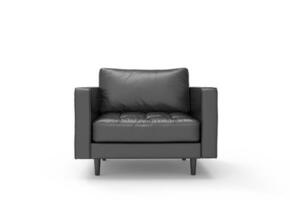 Modern black leather chair isolated on white background.Elements of architecture. Design template for graphics. Furniture Collecttion photo