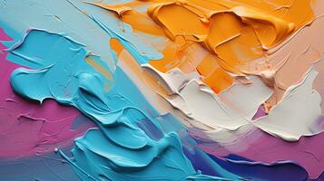 Ai, Ai generated, Vibrant, textured, and modern abstract art with colorful brushstrokes and a dynamic, chaotic composition. Contemporary digital illustration photo