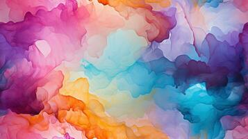 Ai, Ai generated, Vibrant watercolor paint background with a spectrum of colors, perfect for artistic projects and creative designs photo