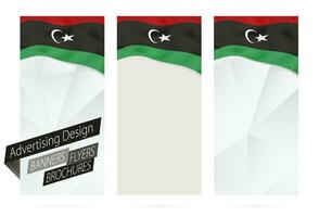 Design of banners, flyers, brochures with flag of Libya. vector