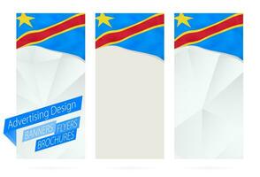 diseño de pancartas, volantes, folletos con bandera de Dr congo vector