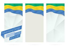 Design of banners, flyers, brochures with flag of Gabon. vector