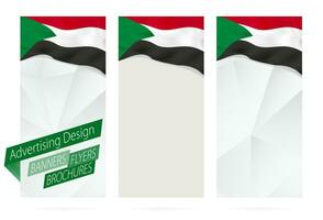 Design of banners, flyers, brochures with flag of Sudan. vector