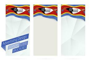 Design of banners, flyers, brochures with flag of Swaziland. vector