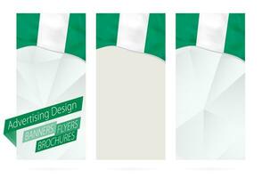 diseño de pancartas, volantes, folletos con bandera de Nigeria. vector
