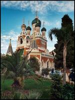 Sunlit Orthodox Cathedral in Nice, French Riviera photo