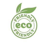 eco simpático insignia. sano natural producto etiqueta logo diseño con planta hojas. vector