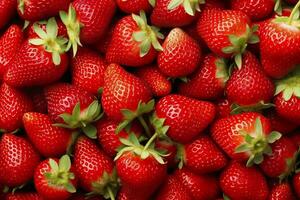 Texture of fresh strawberries as background. Generative AI photo