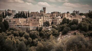 wide view of jerusalem   generative AI photo