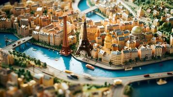 AI Generated Perfect Top View Miniature Paris on Circuit Board photo