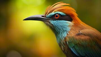 Turquoise Browed Motmot in vibrant colors. Generative AI photo