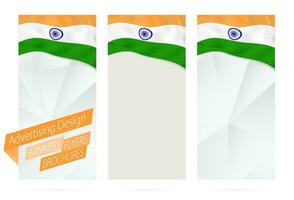 diseño de pancartas, volantes, folletos con bandera de India. vector