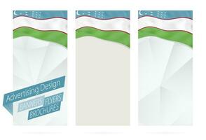 Design of banners, flyers, brochures with flag of Uzbekistan. vector