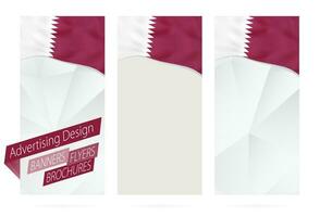 Design of banners, flyers, brochures with flag of Qatar. vector