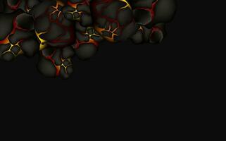 estilizado resumen antecedentes de volcán magma resplandor textura en agrietamiento agujeros.destruidos tierra superficie y fluido lava. vector