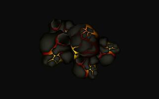 estilizado resumen antecedentes de volcán magma resplandor textura en agrietamiento agujeros.destruidos tierra superficie y fluido lava. vector