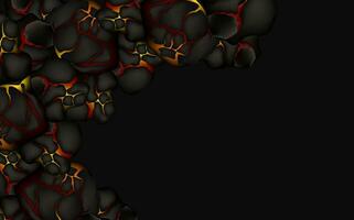 Stylized abstract background of volcano magma glow texture in cracking holes.Destroyed earth surface and flowing lava. vector