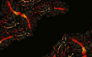 estilizado resumen antecedentes de volcán magma resplandor textura en agrietamiento agujeros.destruidos tierra superficie y fluido lava. vector