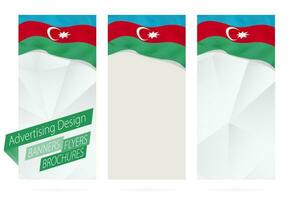 Design of banners, flyers, brochures with flag of Azerbaijan. vector