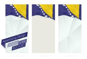 Design of banners, flyers, brochures with flag of Bosnia and Herzegovina. vector