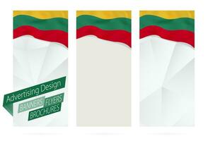 Design of banners, flyers, brochures with flag of Lithuania. vector