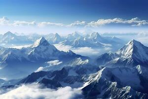 el belleza de un majestuoso y nieve tapado montaña rango, con escabroso picos, ai generativo foto