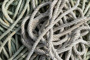 Tangled Ship rope background. Full frame photo