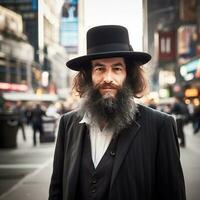 un hasídico judío en Amsterdam generativo ai foto