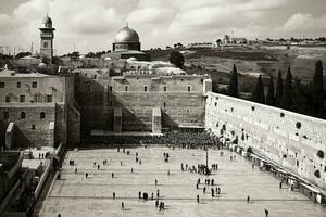 visión de conjunto de el occidental pared en Jerusalén generativo ai foto