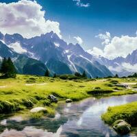 Summer Serenity in the Alpine Mountains, image generated by AI photo