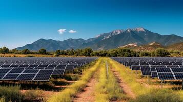 Renewable Energy Harvest Solar Panels in a Field   generative ai photo