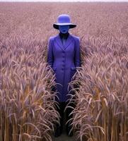 A Menacing Scarecrow in a Wheat Field   generative AI photo
