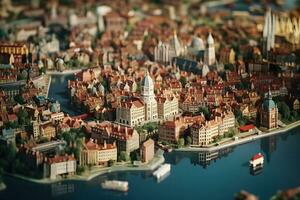 Miniature London A Perfect Top View. Generative AI. photo