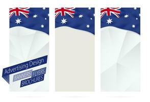 diseño de pancartas, volantes, folletos con bandera de Australia. vector