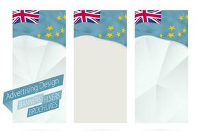 Design of banners, flyers, brochures with flag of Tuvalu. vector