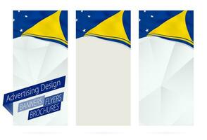 Design of banners, flyers, brochures with flag of Tokelau. vector