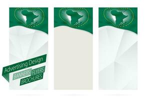 Design of banners, flyers, brochures with flag of African Union. vector