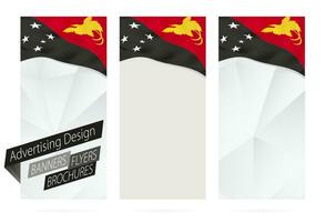 Design of banners, flyers, brochures with flag of Papua New Guinea. vector
