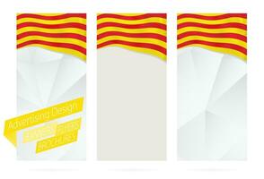 Design of banners, flyers, brochures with flag of Catalonia. vector